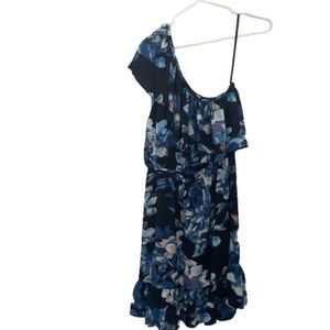 ALI & JAY Blue Floral One Shoulder Dress Sz M